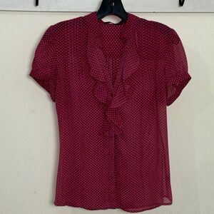 The Limited- Dark Pink Polka Dot Blouse